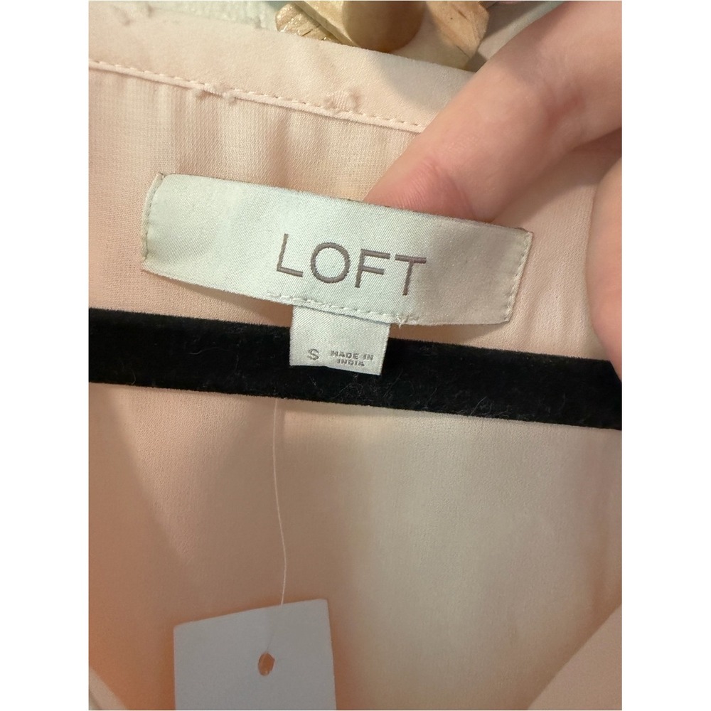 LOFT Swiss Dot Peplum Blouse Size S Peach‎ Pink NWT - Picture 5 of 6